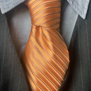 J Ferrar Orange/Gray Stripped Neck Tie